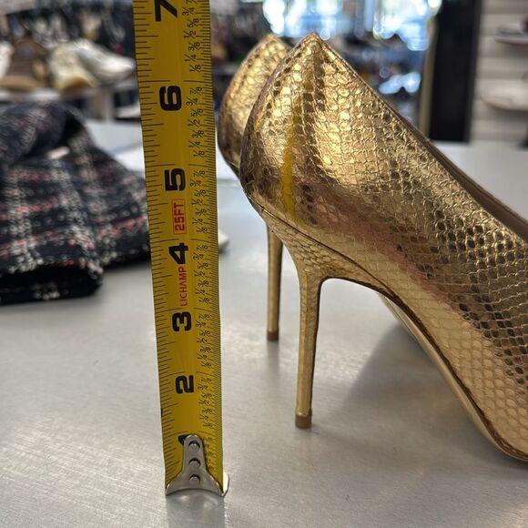 Burberry Metallic Gold Peep-Toe Heels - Picture 6 of 9